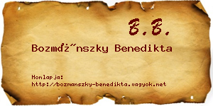 Bozmánszky Benedikta névjegykártya